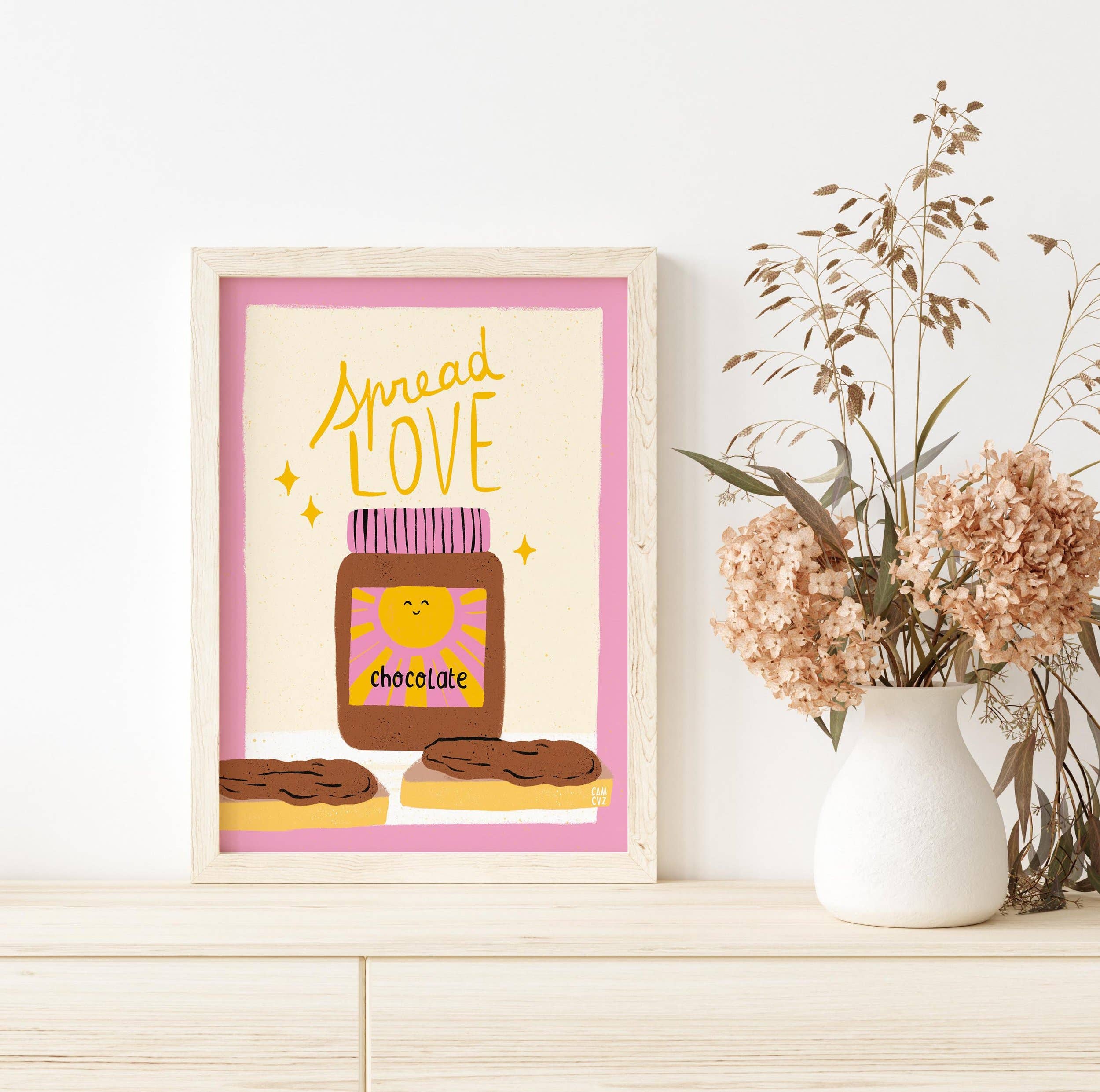 Camille Cauvez illustration et papeterie – Engroshandel Plakat – Spread Love plakat | citat om gourmet chokoladespread2