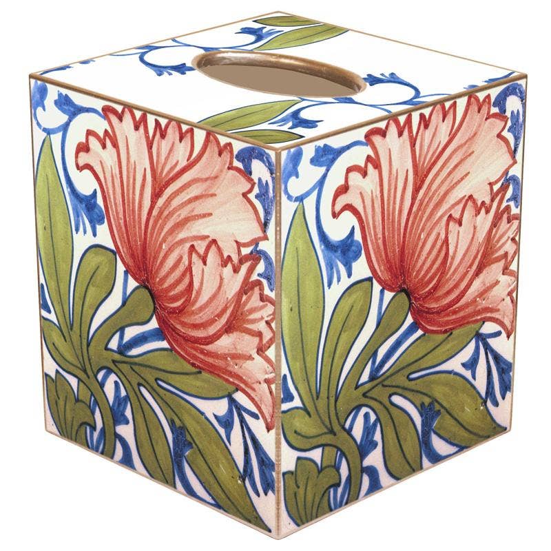 Marye-Kelley - Wholesale Tissue Box - Delft Tile Poppy Tissue Box Cover0