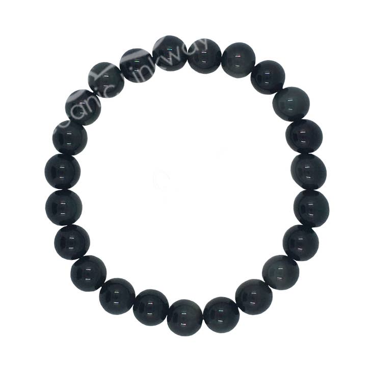 Oceanic Linkways Inc - Wholesale Beaded Bracelet - BRACELET - OBSIDIAN, GOLDEN SHEEN (8-8.5 MM) 7.15-7.25" (PC)0