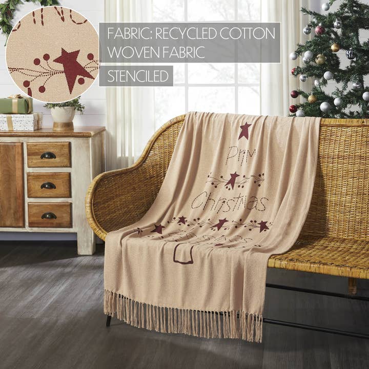 VHC Brands - Wholesale Throw Blanket - Gable Prim Christmas Blessings Woven Throw 50x605