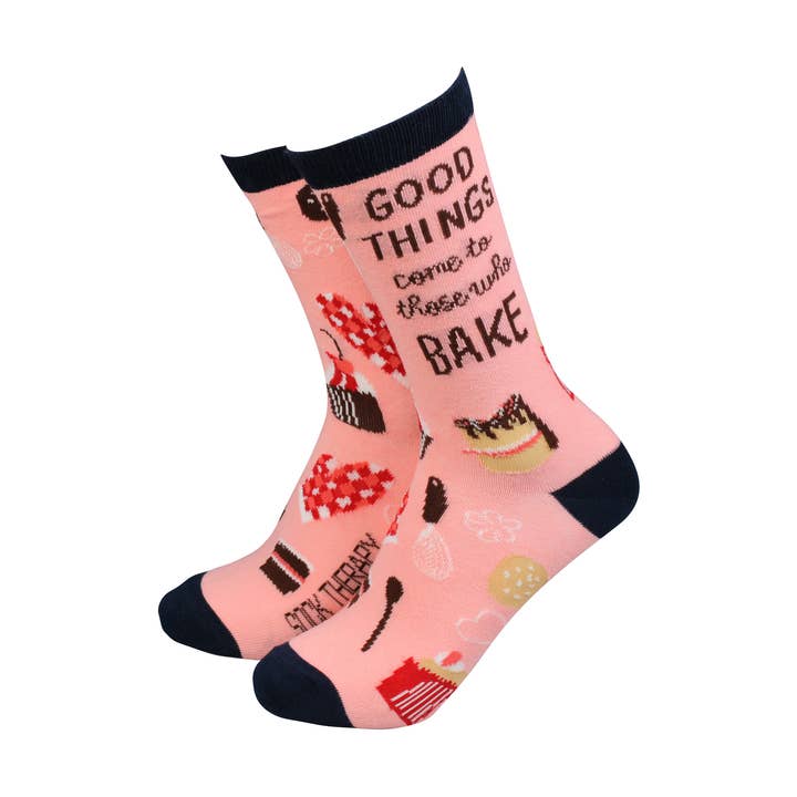 Good things come to those who Bake - Women's Bamboo Socks for wholesale by Smiling Faces