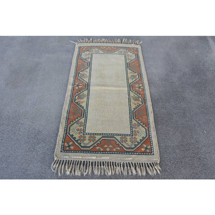 Vintage Turkish Antique Rug for Kitchen 3x5 ft Neutral Style for wholesale by Anatolia Loom
