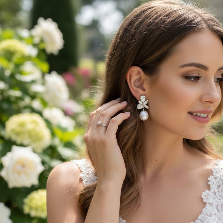 CZ COLLECTION -VINTAGE SHIMMER EARRINGS - CZER807 GOLD for wholesale by Athena Bridal Jewellery