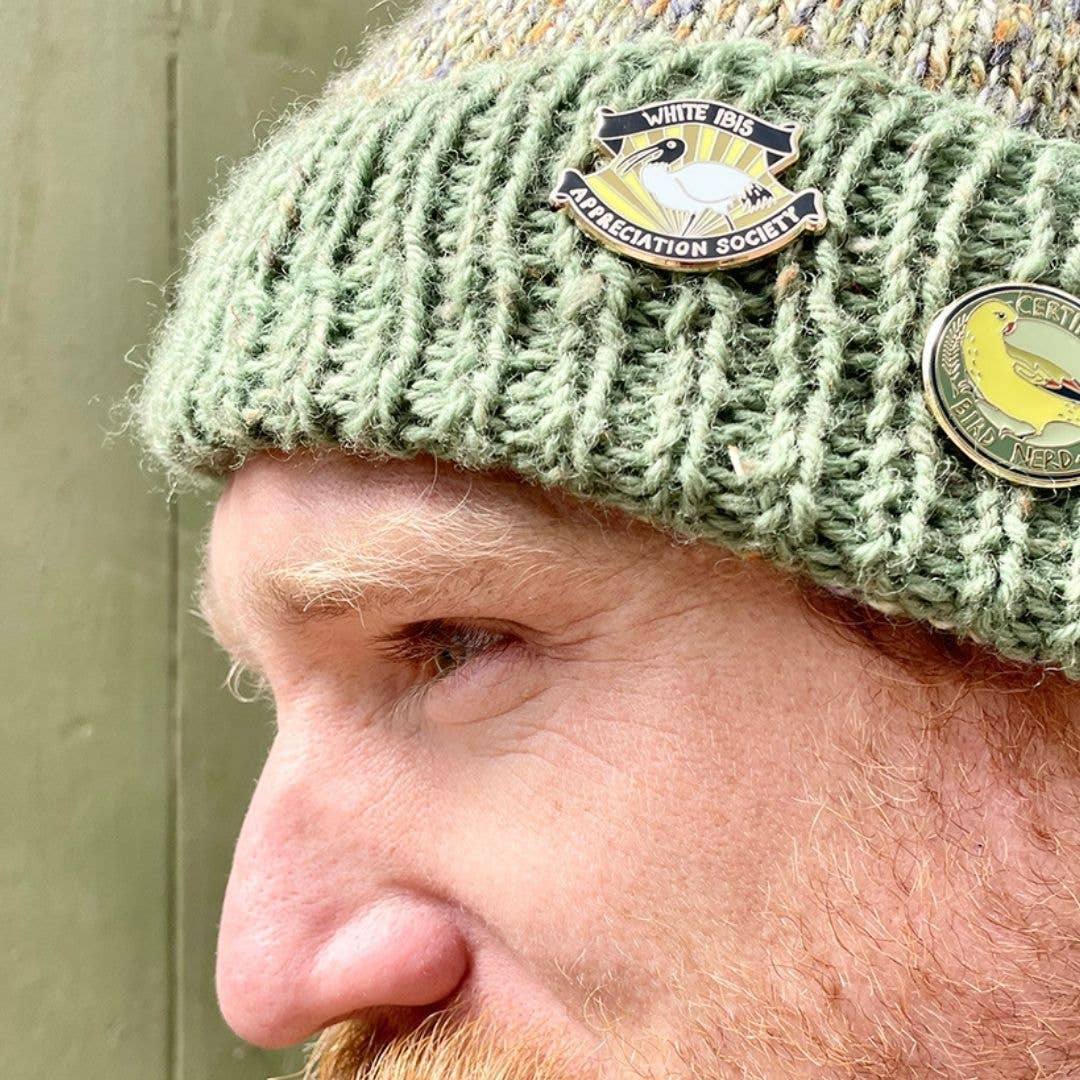 Bridget Farmer Printmaker - Wholesale Lapel pin/button - White Ibis Appreciation Society Enamel Pin3