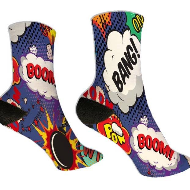 Comic Socks for wholesale by Potter's Printing