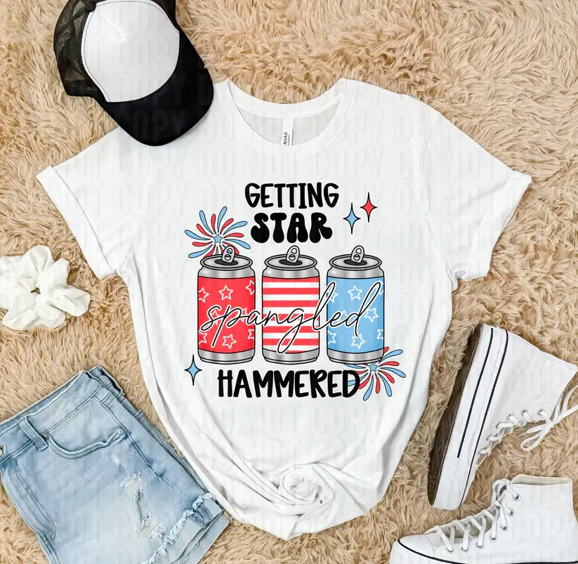 K and M Designs - Wholesale Sublimation Transfer - Star Spangled Hammered DTF Transfer0