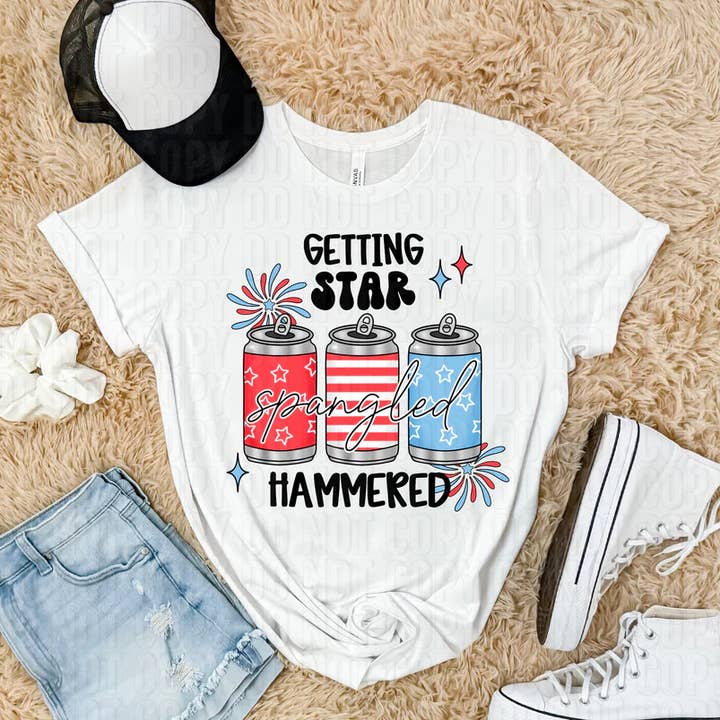 K and M Designs - Wholesale Sublimation Transfer - Star Spangled Hammered DTF Transfer