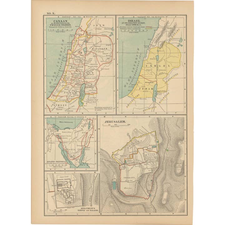 Historic Pictoric - Venta al por mayor Mapas - Mapa Histórico: Israel, Jordania, Egipto 1914, Atlas del Siglo