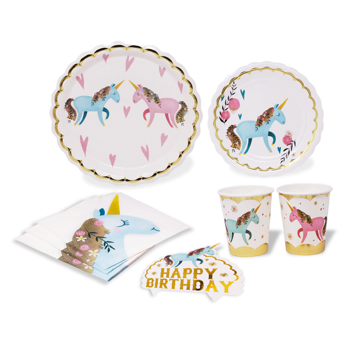 Party Squirrel - Wholesale Disposable Tableware Pack - Believe in Unicorn Party Supplies Set2