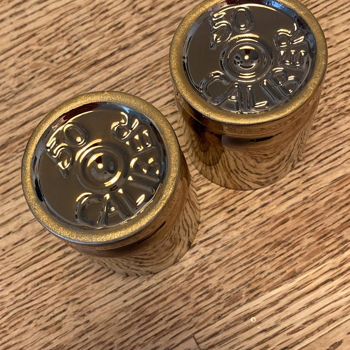 Old Southern Brass - Wholesale Shot Glass - 50 Caliber Brass Ceramic Shot Glasses - Set of 2