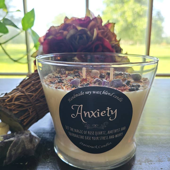 Anxiety Crystal Intention Candle for wholesale by Starstruck Candles
