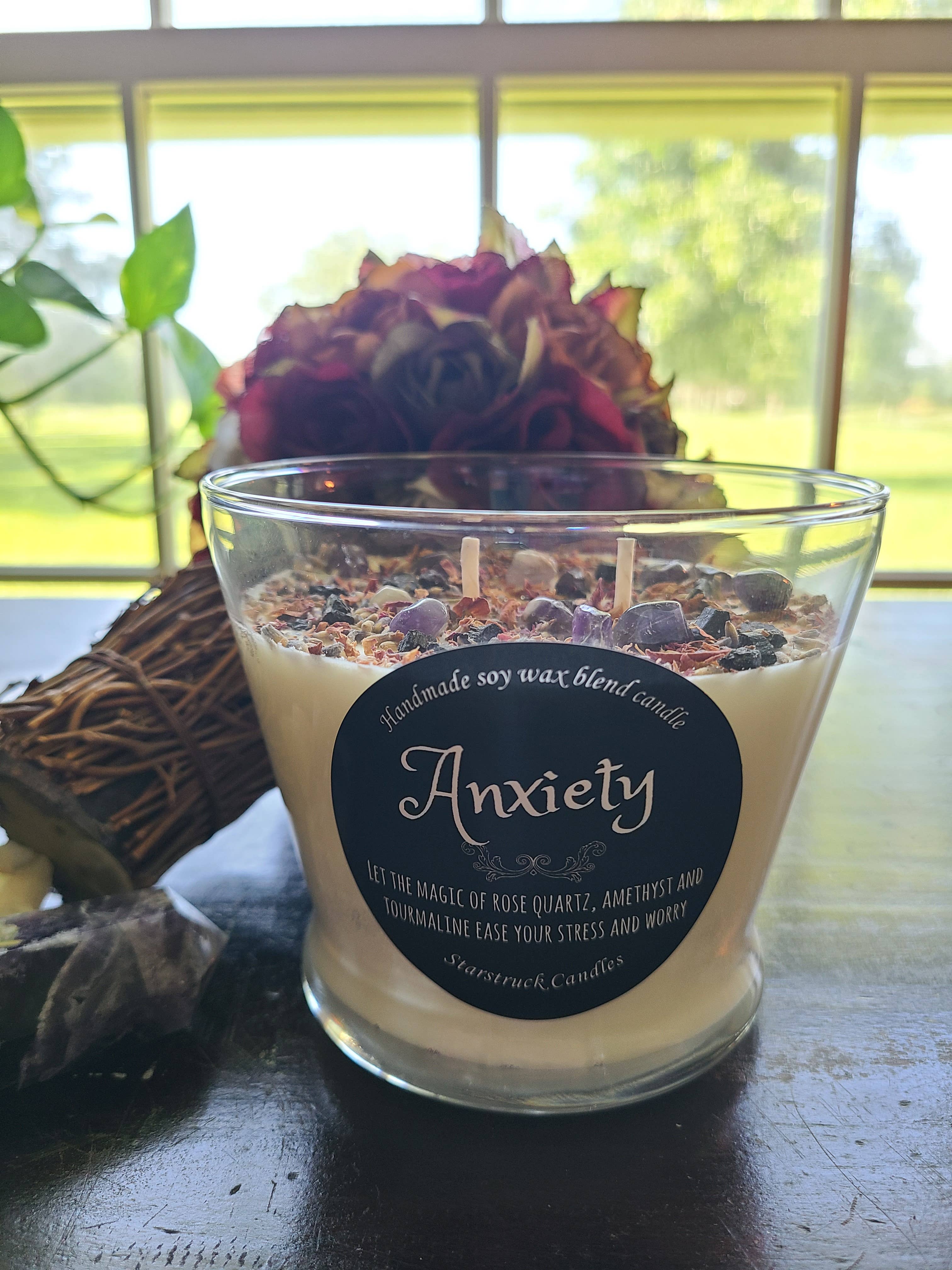 Anxiety Crystal Intention Candle for wholesale by Starstruck Candles