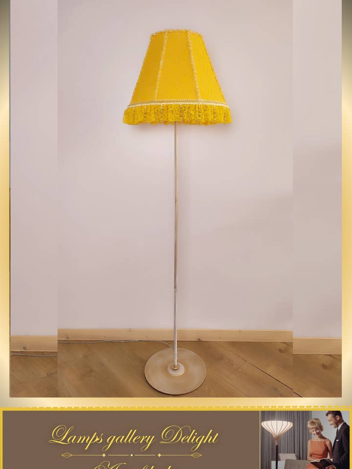 Floor lamp, yellow lamp, Victorian style floor lamp, fairy lamp, fabric shade, handmade! 111401 for wholesale by DelightLamps
