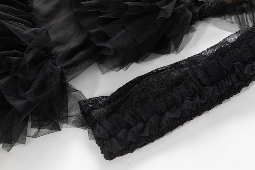 Black DR819L Hand-Beaded Sequin Ruffled Stand Collar Maxi Dress for wholesale on Faire4