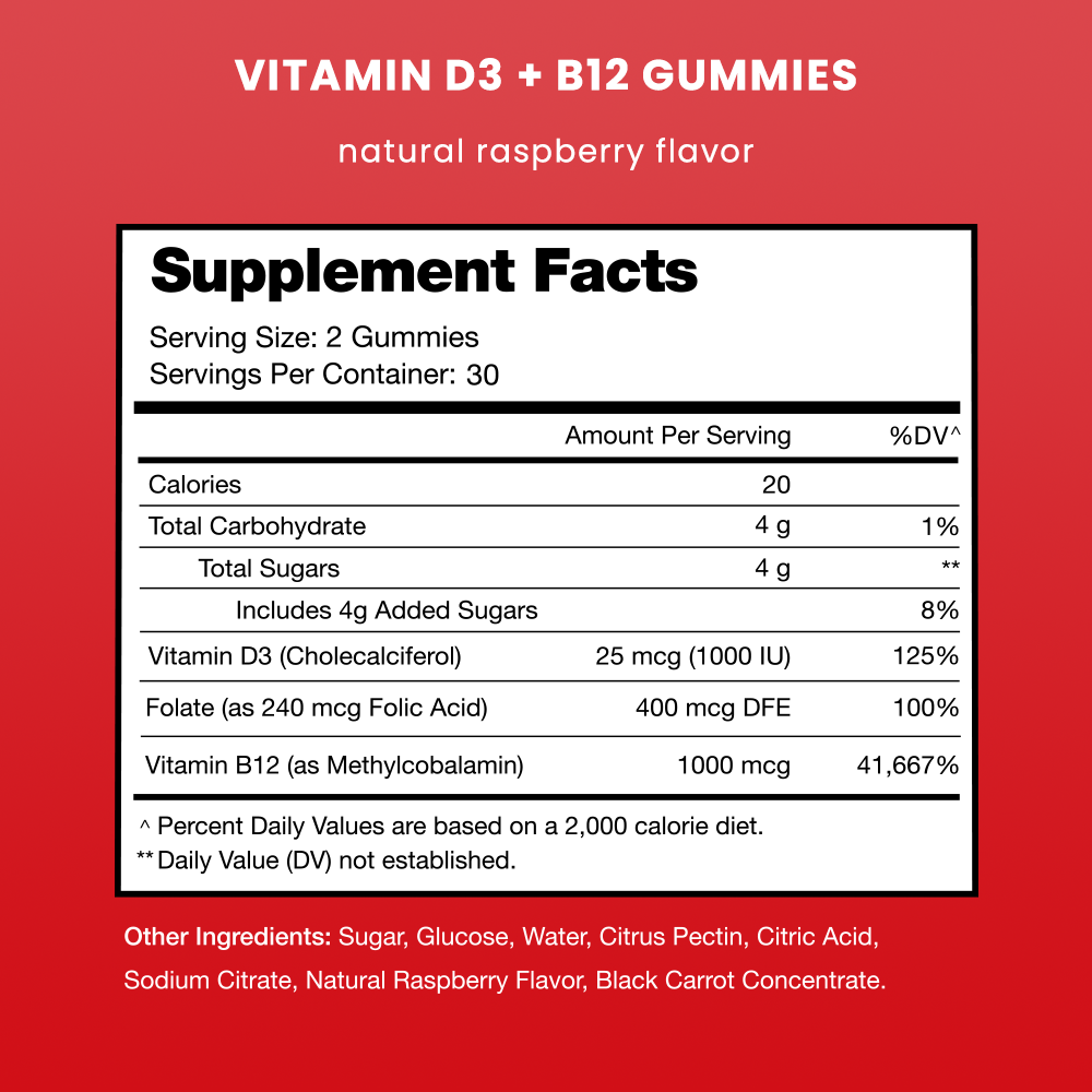 NutraChamps - Vente Supplément oral/vitamine - Vitamines D3 + B12 en gommes - Améliorez humeur et immunité2