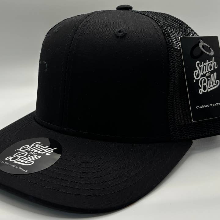 Black Trucker Adjustable Baseball Cap Premium Quality for wholesale by Stitch & Bill Hats