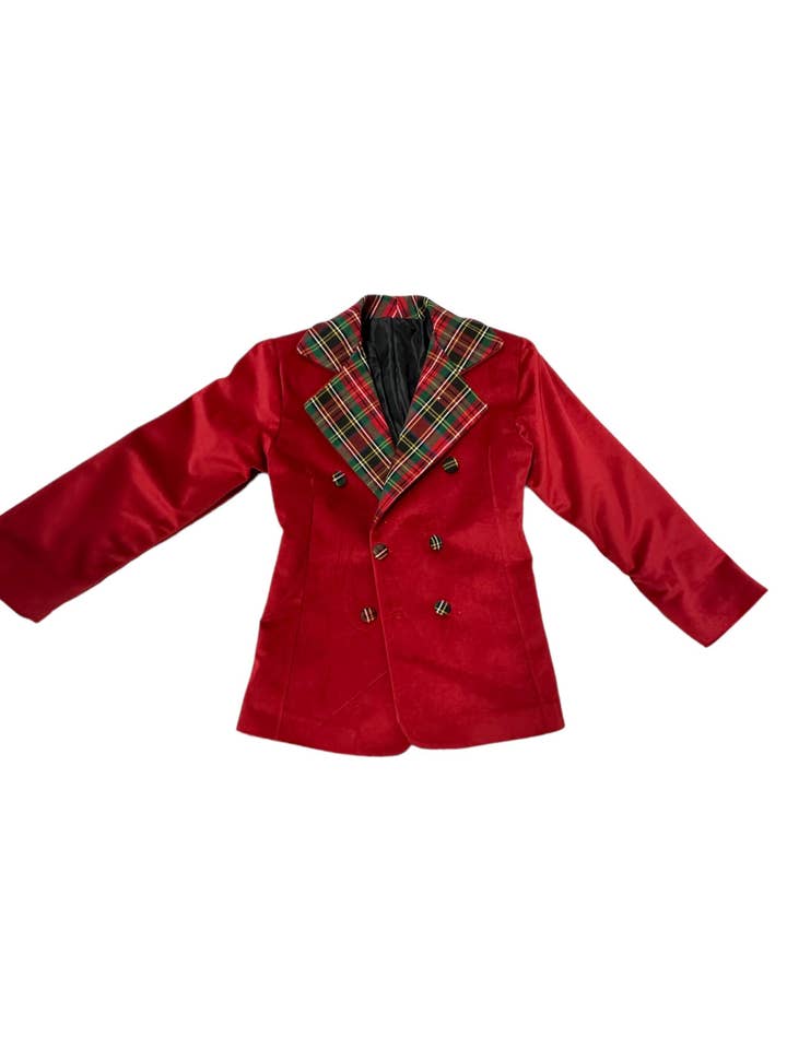 Blazer de Veludo com Gola Xadrez por atacado de La Boutique dei Bambini