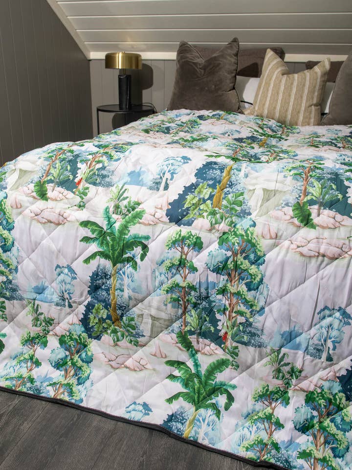 Quilted Bed cover from Velucci Home - Palm trees for wholesale by AVAGANTE Design