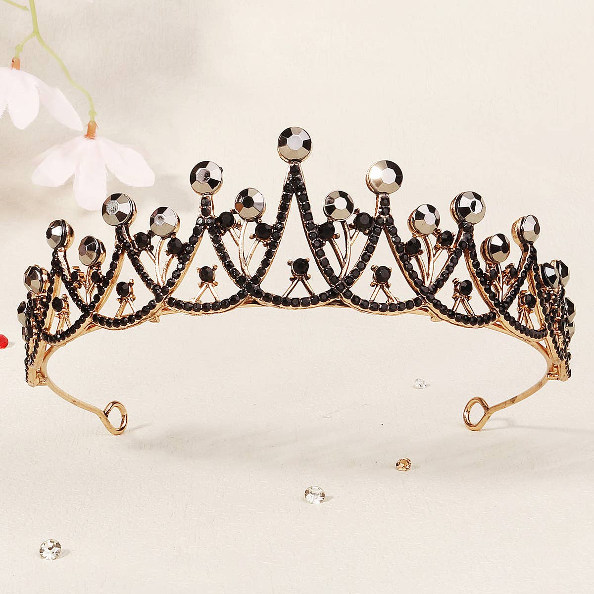 Tourtiwi - Wholesale Tiara - Women's - Obsidian Tiara Rhinestone Alloy Headdress Black Crown9