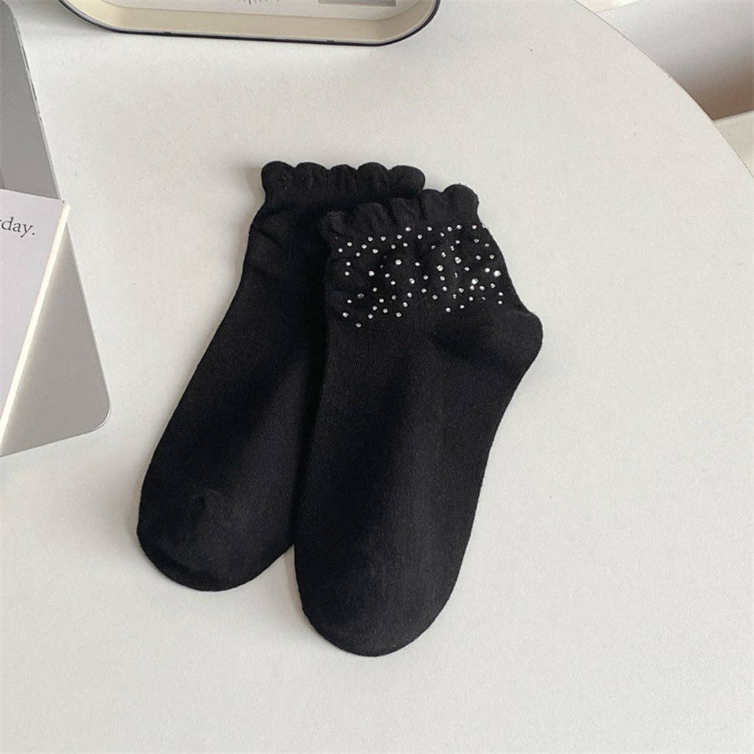 Funkyrel® Atzbranding Limited - Wholesale Socks - Women's - Rufia - Bubble Trim Solid Low-Cut Socks8