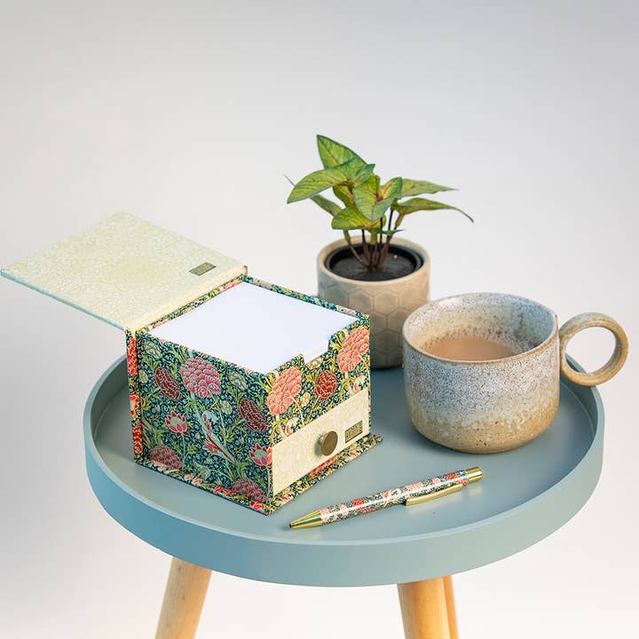 The Gifted Stationery Company - Wholesale Desk Organizer - Memo Cube - William Morris - Cray