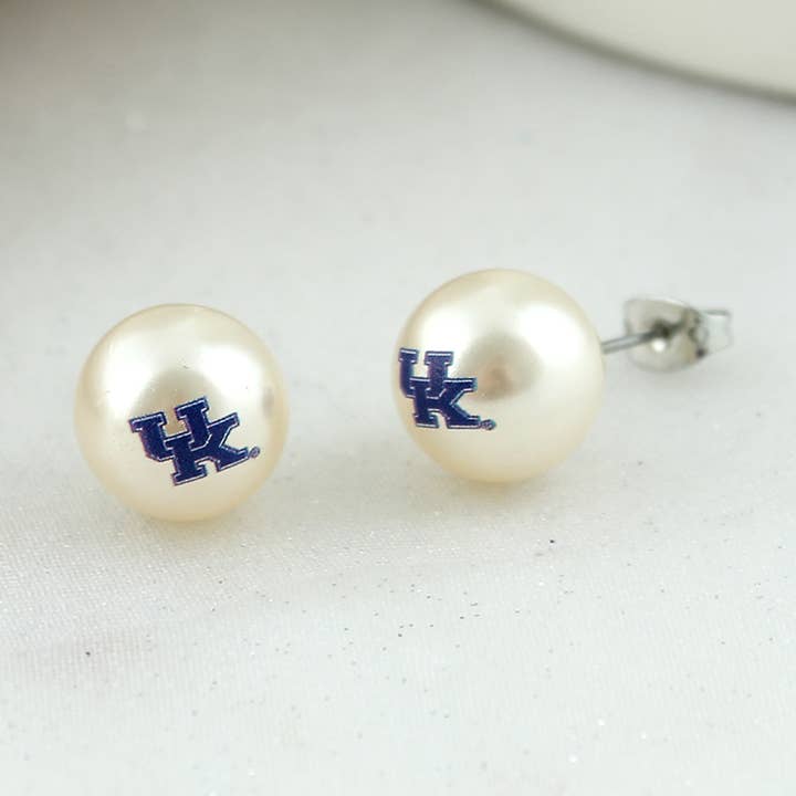Aretes de perlas con logotipo de Kentucky para venta al por mayor de Seasons Jewelry