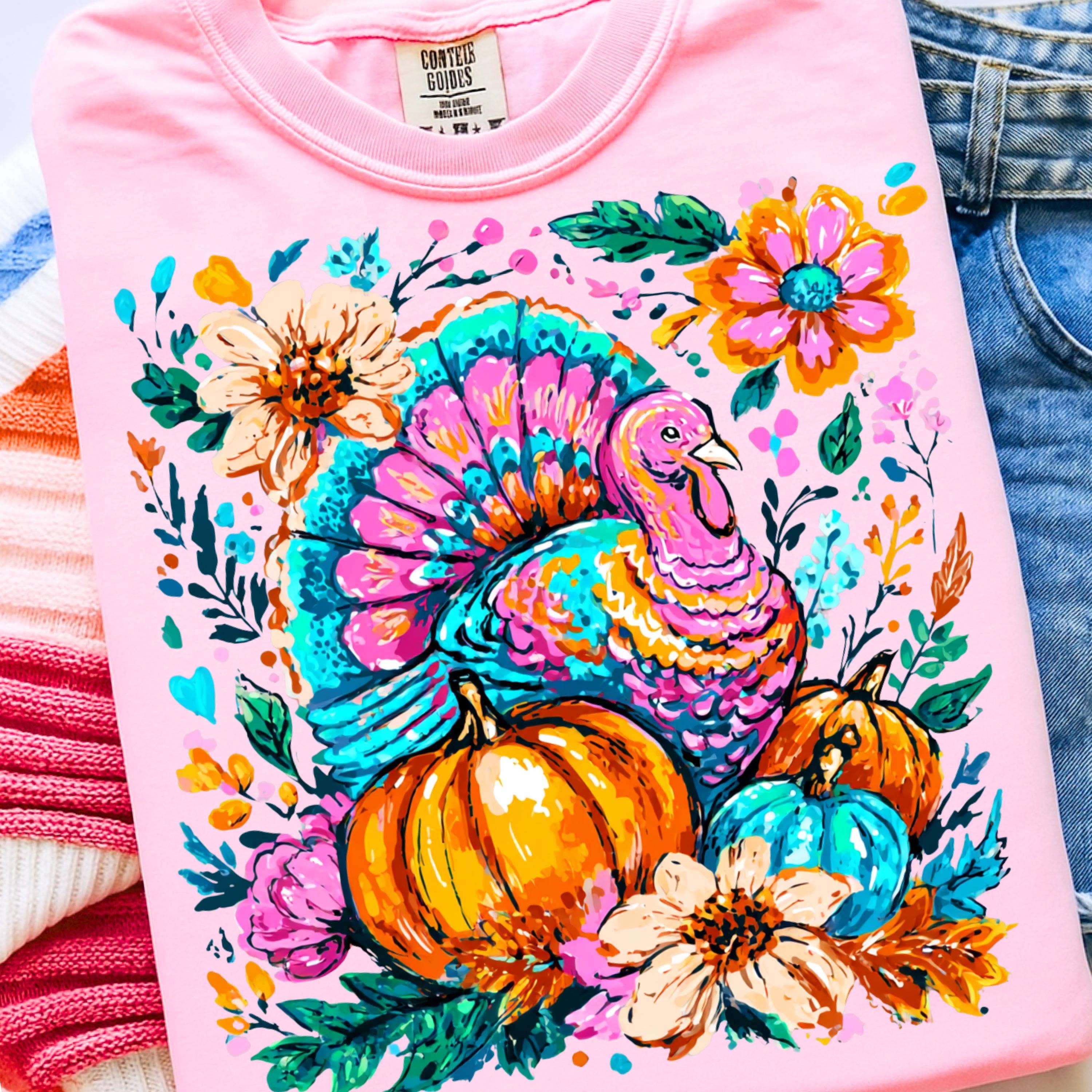 Glaime - Wholesale T-Shirt (Graphic) - Women's - Comfort Colors Turkey Shirt, Turkey Thanksgiving Sweatshirt0