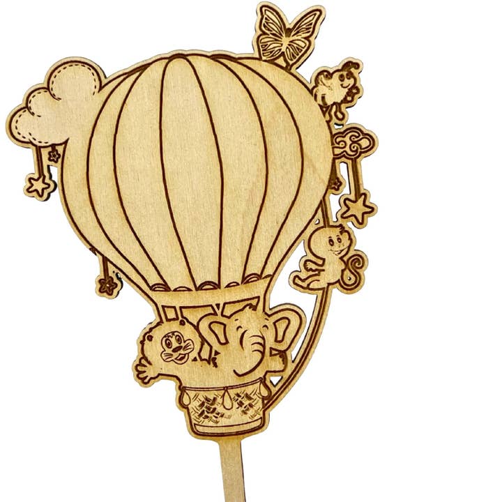 Harwill and Fox - Wholesale Cake/Cupcake Topper - Hot Air Balloon Jungle Animal Cake Topper1