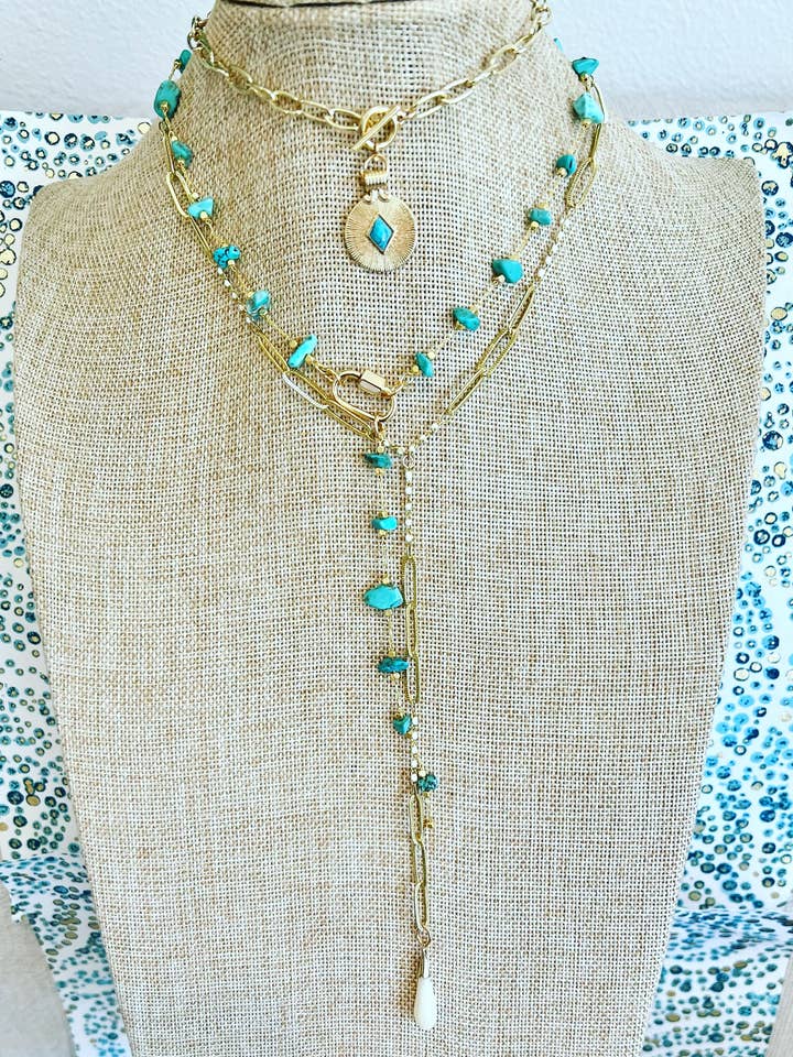 Collana con ciondolo a catena di perline turchesi per la vendita all'ingrosso da parte di Grace Designs