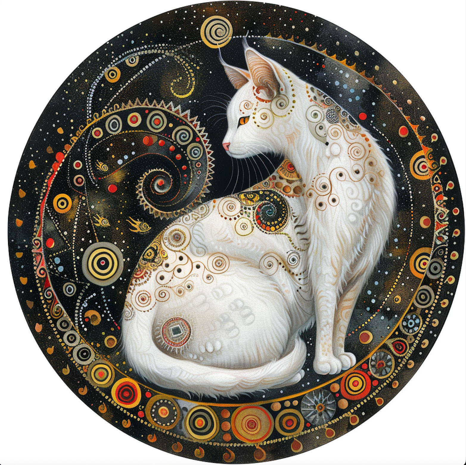 Bodhi Leaf Market - Venta al por mayor Papel pintado 3D - Adorno de pared tamborín con arte de gato místico y cintas, Bodhi Pets5