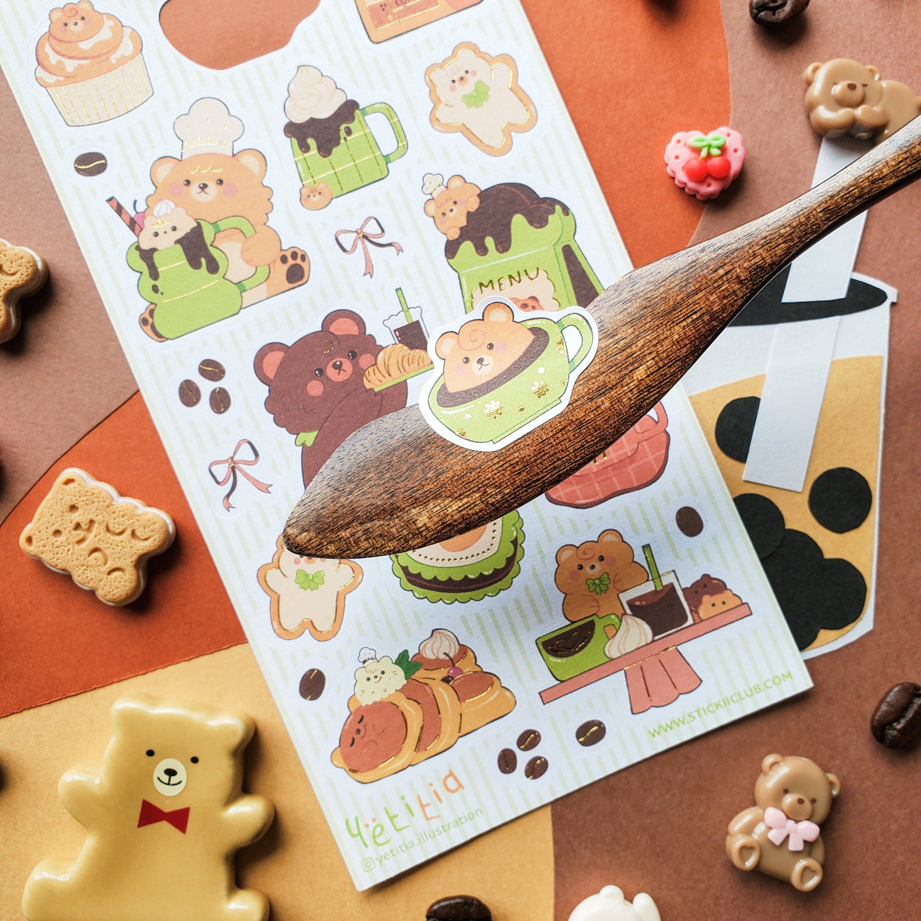 STICKII - Wholesale Sticker - Kawaii Kuma Cafe Sticker Sheet2
