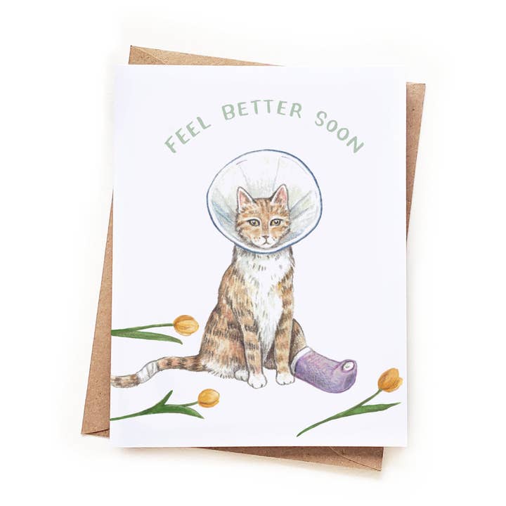 Feel Better Soon Cat Card for wholesale by Sketchy Notions