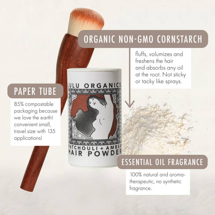 LULU ORGANICS - Wholesale Dry Shampoo - Patchouli and Amber Travel Size Powder Shampoo 1oz1