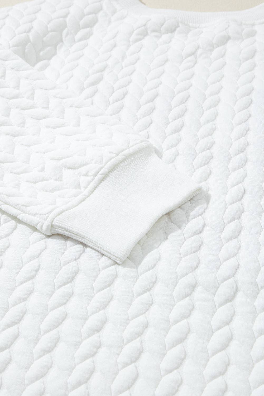 Suhkasana - Wholesale Sweatshirt - Women's - White LUCKY Chenille Embroidered Cable Knit Pullover Sweatshirt38