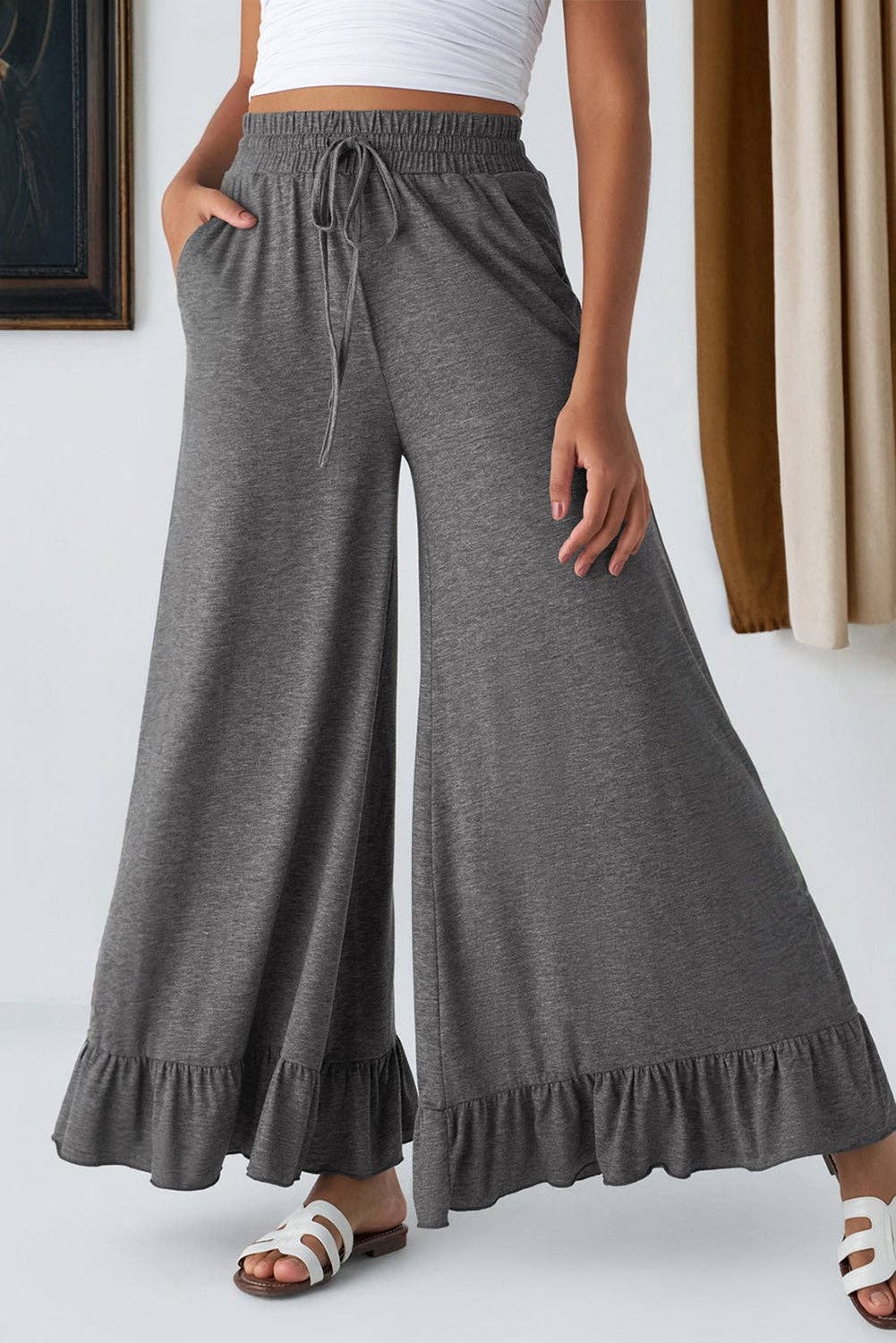 FASHION BLVD - Wholesale Pants - Women's - FB Ruffle Wide Leg High Waist Pants10