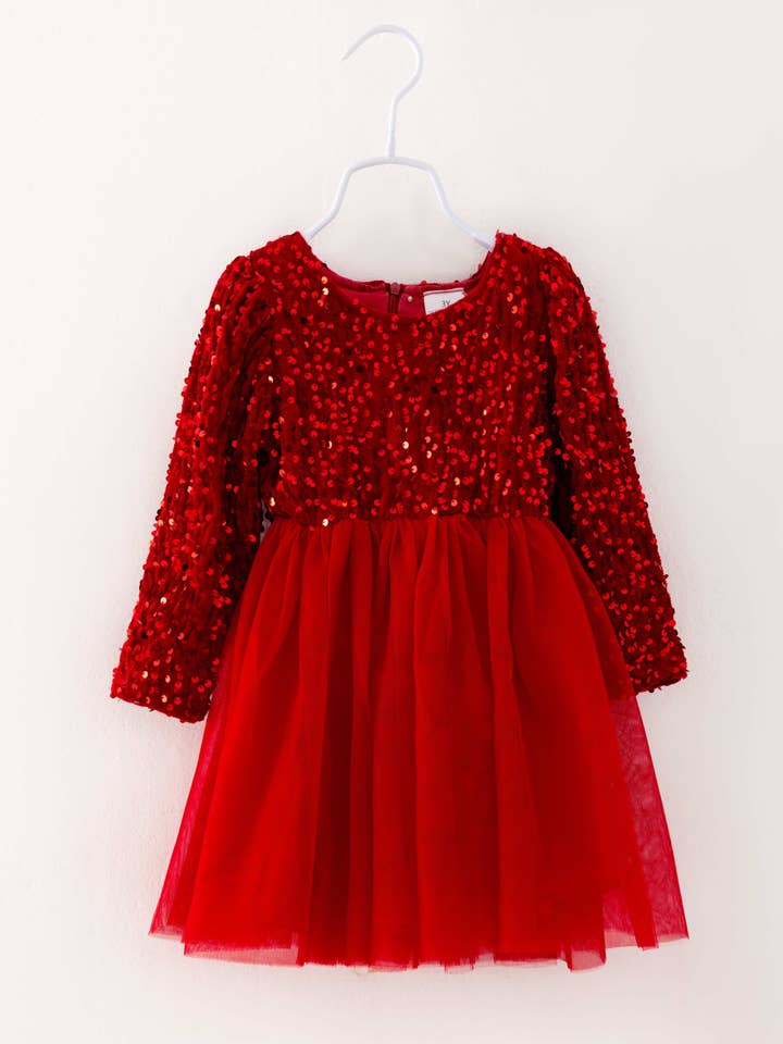 littleoneusa - Wholesale Dress - Kids - Red Sequin Girl Tutu Dress