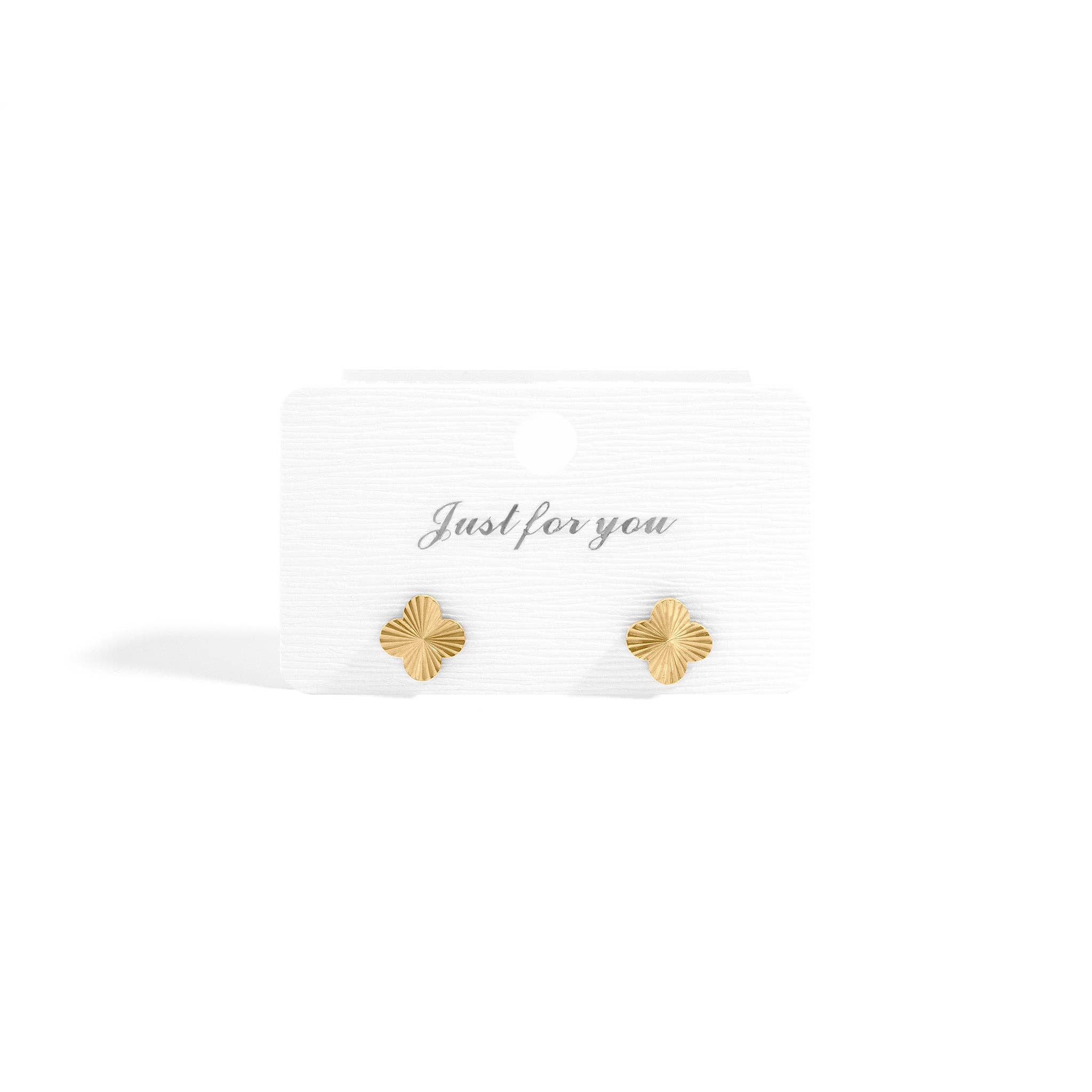 WJW - Wholesale Stud/Post Earrings - 18K Gold PVD Stainless Steel Clover Stud Earrings10