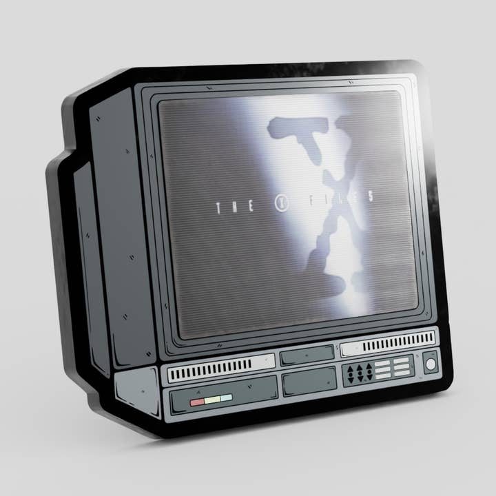 Spilla smaltata lenticolare 2,5" The X Files CRTV per la vendita all'ingrosso da parte di GoopyGoblins