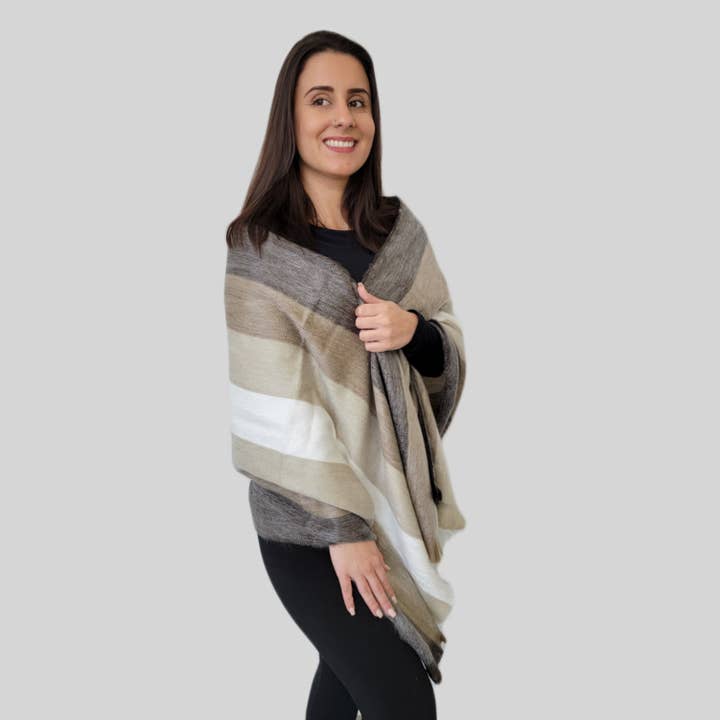 LATITUDE ZERO GOODS - Wholesale Wrap - Women's - Condor - Alpaca Wool Shawl - Handmade Wool Shawl1