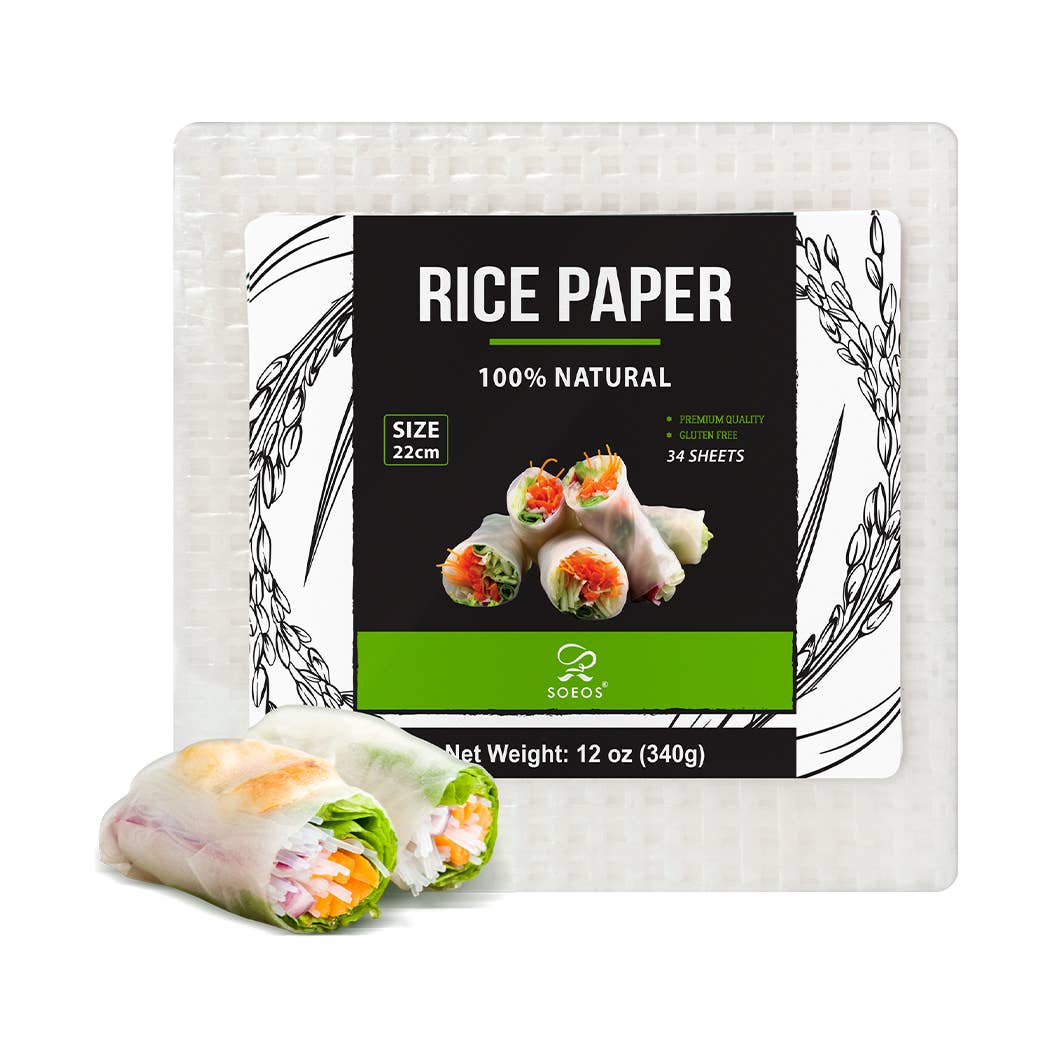 soeos - Wholesale Bread/tortilla - Soeos Square Rice Paper Wrappers, 1 Pack, 34 Sheets, 22 cm