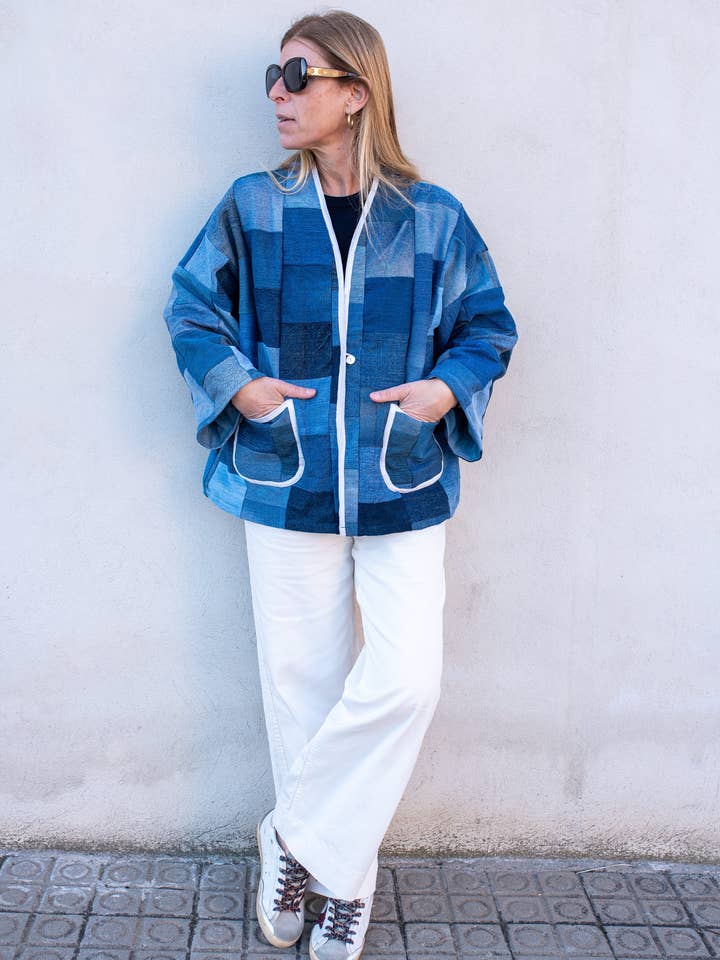 Vintage-Jeans-Patchworkjacke für den Großhandel von Sanjanaandme