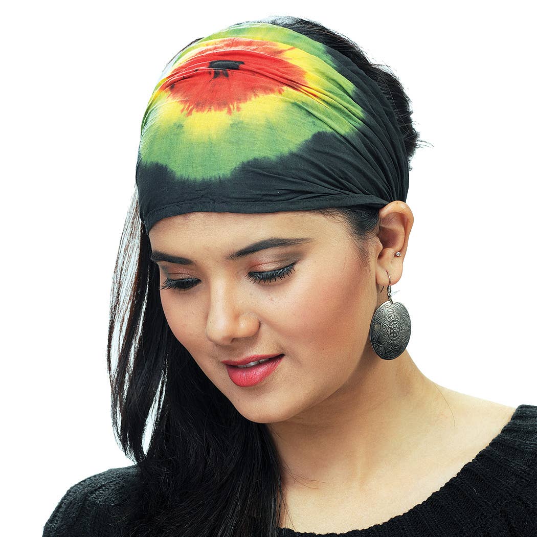 Colores surtidos (paquete de 5) Rasta Tie-Dye - Diadema de algodón (5 unidades) de venta al por mayor en Faire0