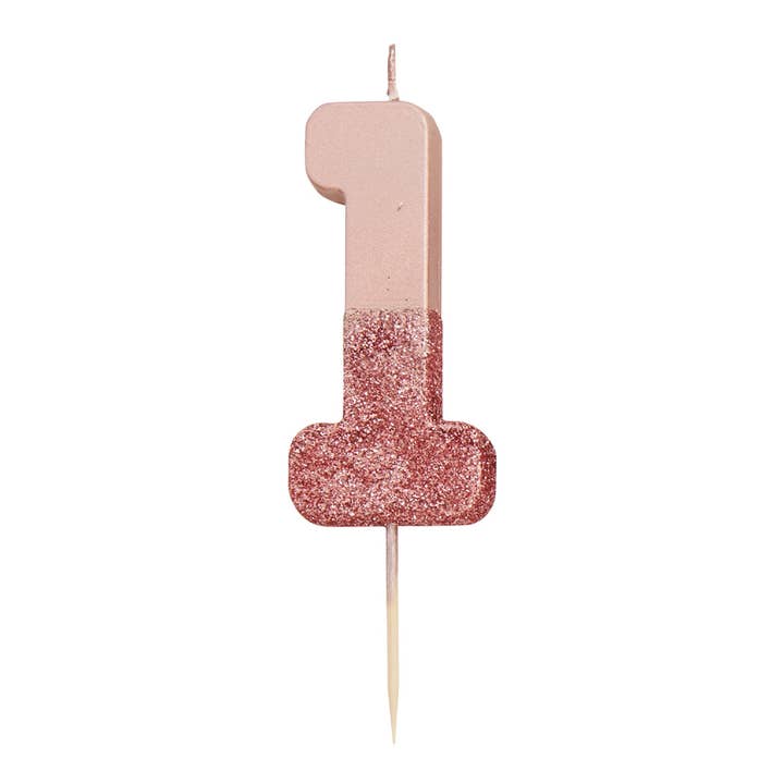 Talking Tables USA - Wholesale Cake Candle - Rose Gold Glitter Birthday Number Candles | 0-9 | Single |1