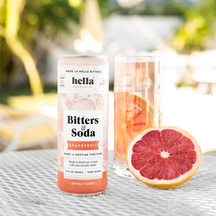 Hella Cocktail Co. - Wholesale Non-Alcoholic Aperitif/Mocktail - Bitters & Soda: Grapefruit 12oz, 4-Pack3