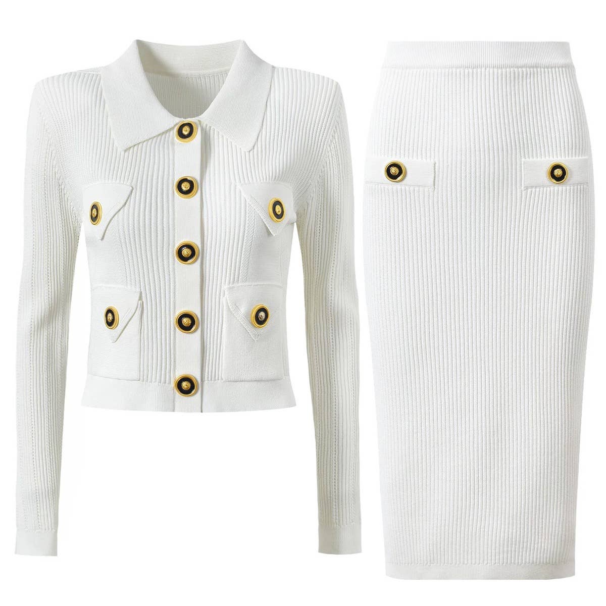 Productseeker - Wholesale Top & Skirt Set - Women's - SET218Y Spring Autumn Knit Cardigan Sweater with Skirt Set23