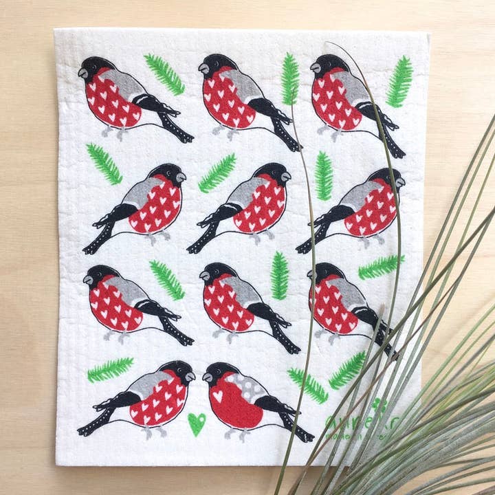 Pano de prato sueco Red Birds por atacado de Square Love