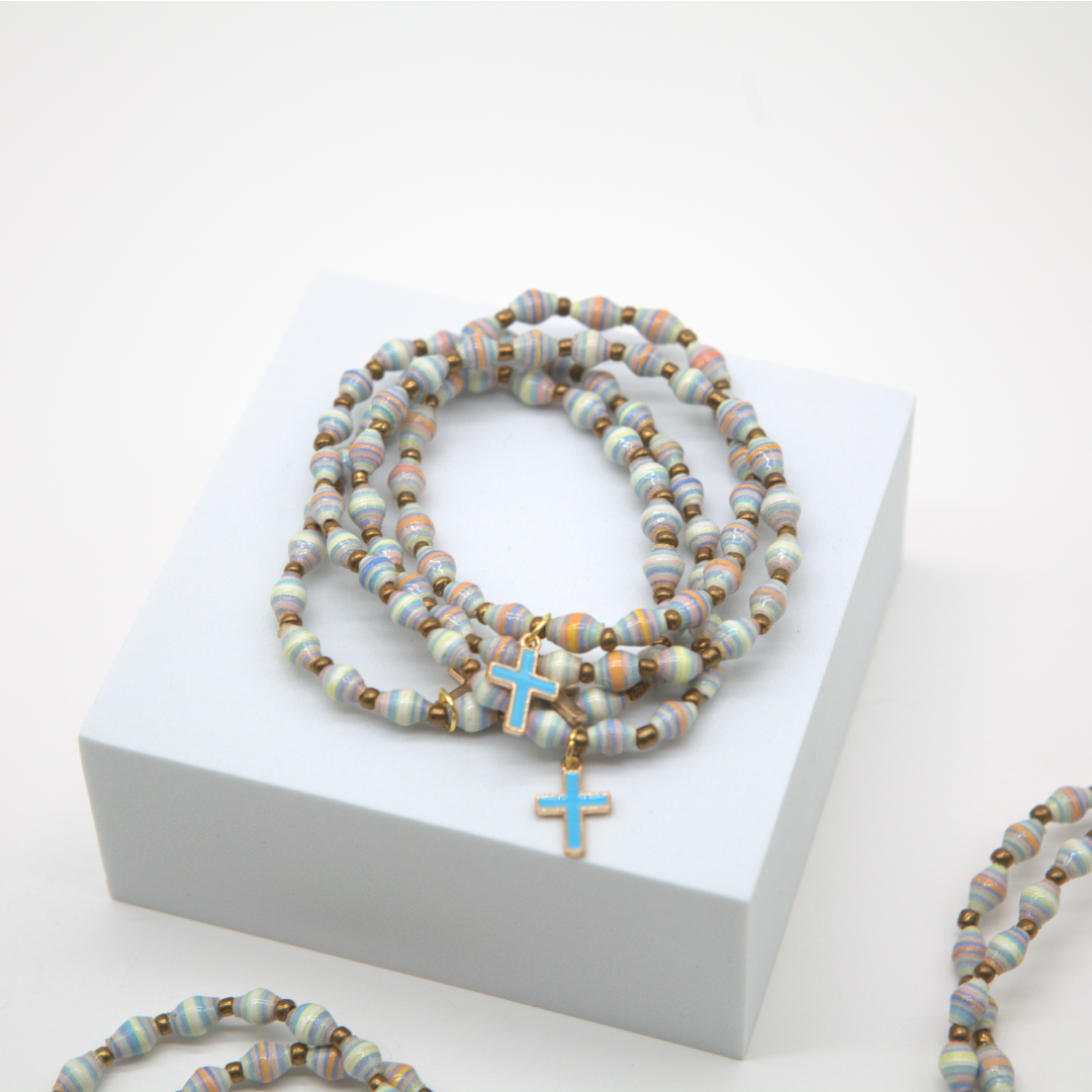 The Bead Project by TWOPU - Wholesale Charm/Dangle Bracelet - Cross Charm Stretchy Bracelet for Easter0