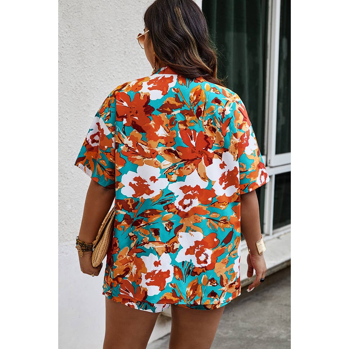 FUCHSIA Plus Size Floral Print Open Front Shorts Sets for wholesale on Faire11