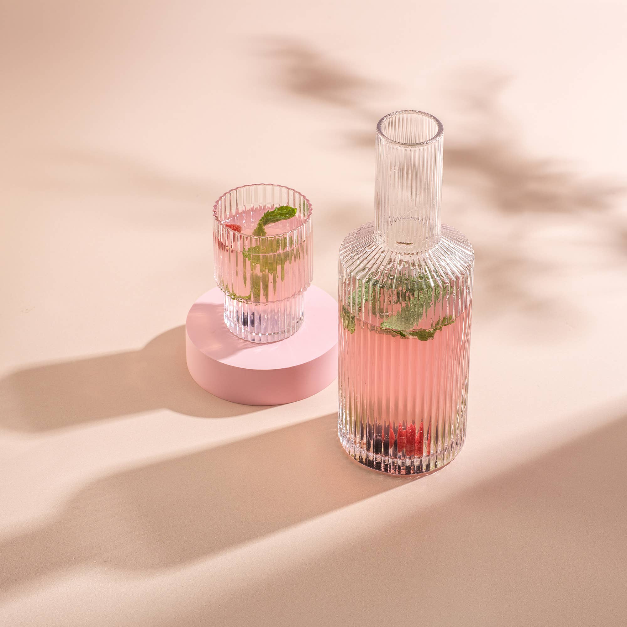 JoyJolt - Wholesale Decanter - JoyJolt Elle Fluted Bedside Carafe Decanter Set with Glass3