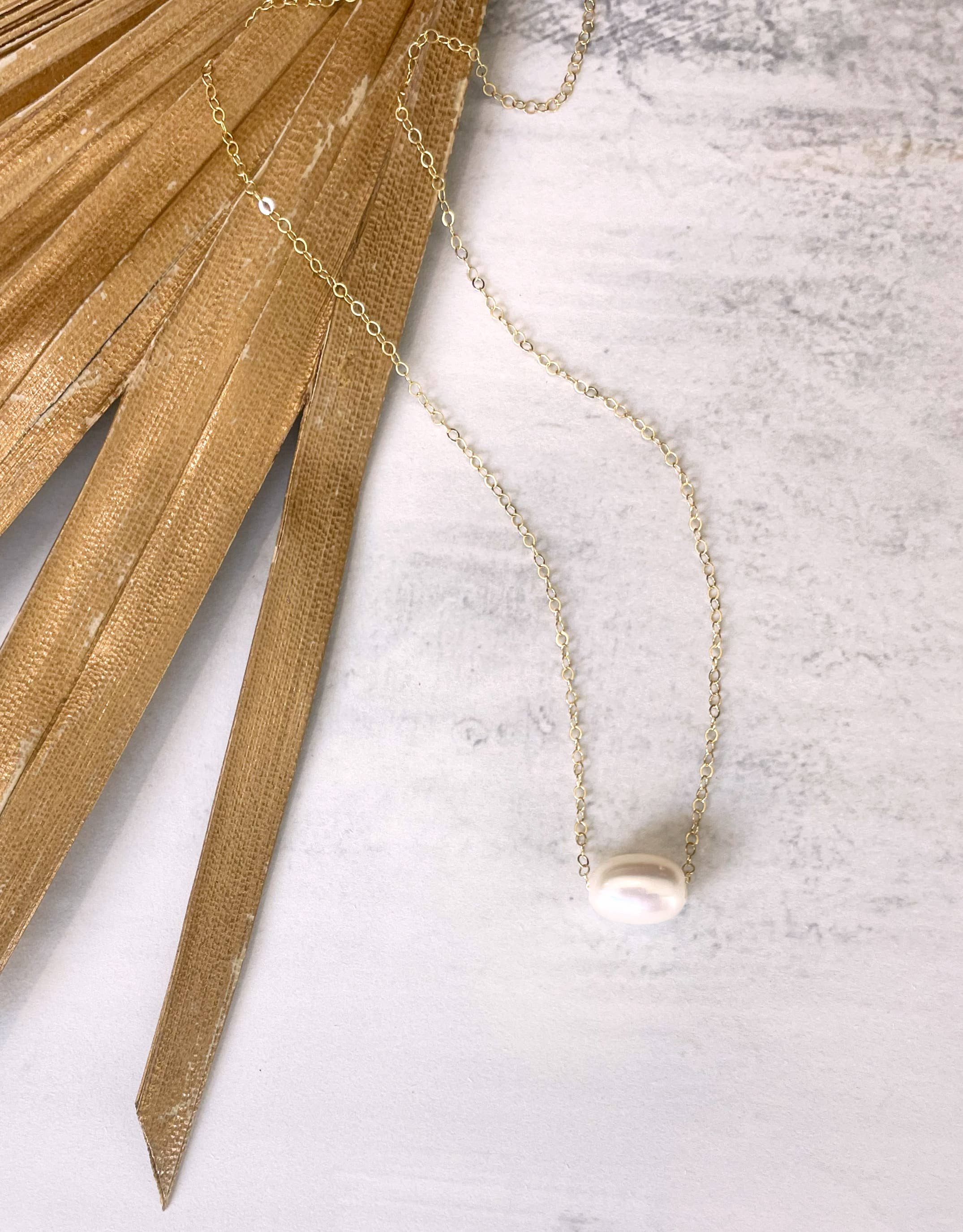 Quinn Sharp Handmade - Vendita all'ingrosso Collana con ciondolo/pendaglio - Collana a filo con perla singola | Riempita in oro 14kt 0